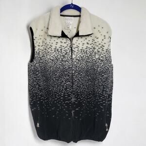 Vintage 90s Duffel Sportswear Fleece Vest Womens Small White Full Zip Oversized